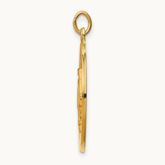 Solid Polished/Satin Round Miraculous Medal, 14K
