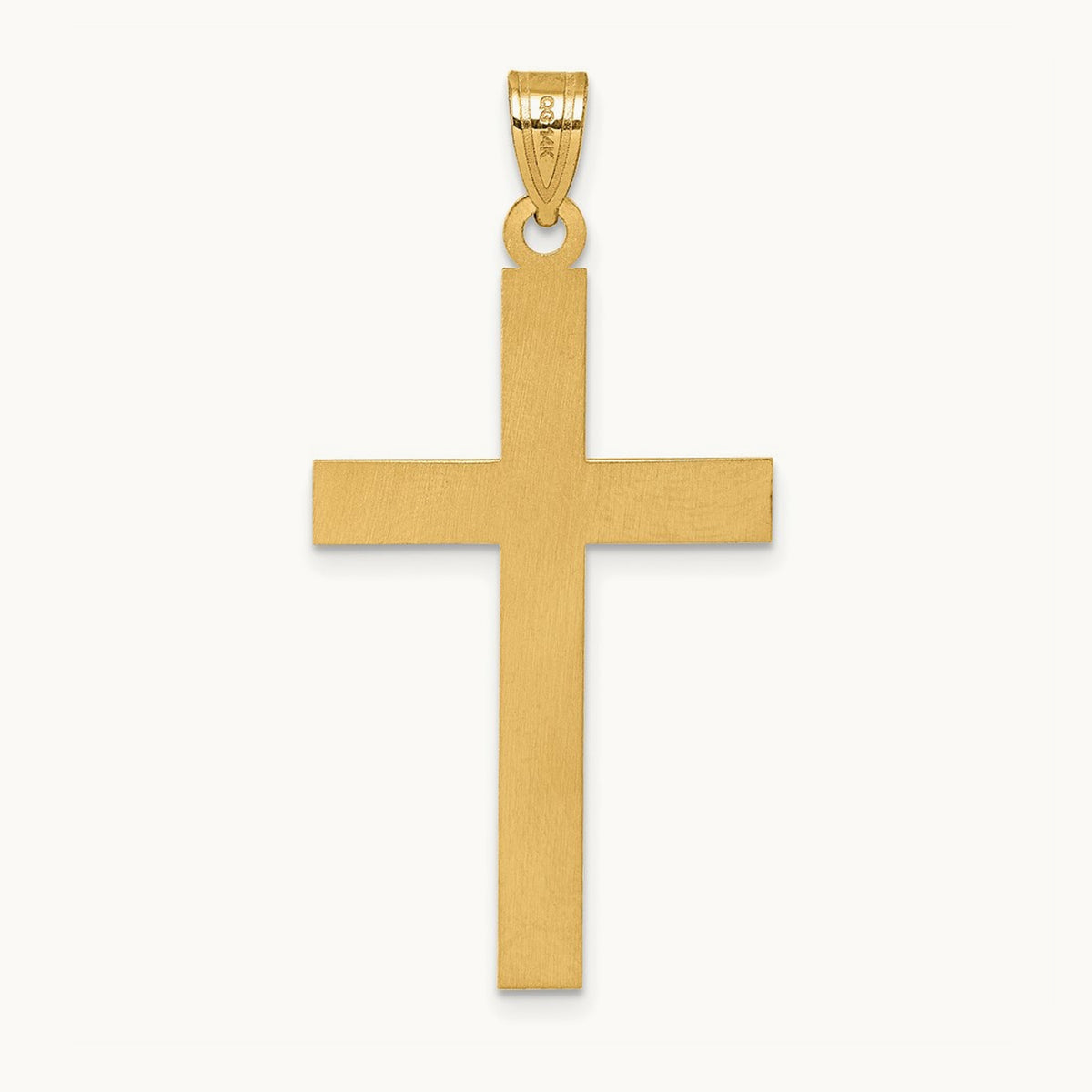 Florentine Satin Cross Pendant — 14K Yellow Gold, 42.6mm