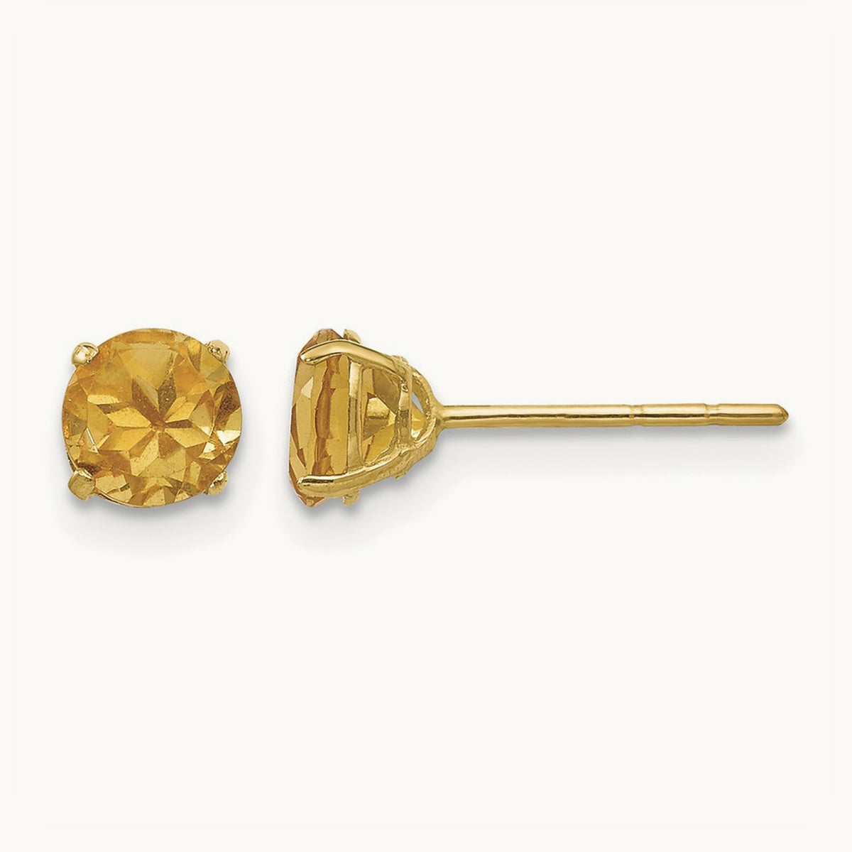 Round Citrine Post Earrings — 5mm
