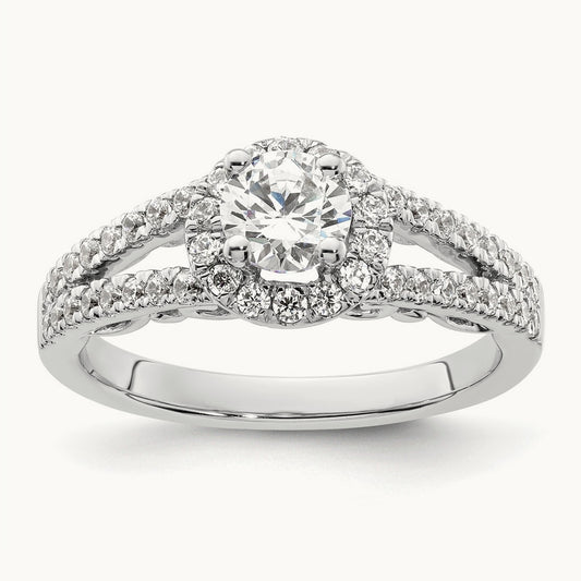 Round Halo Engagement Ring, 1.00 ct tw Lab-Grown Diamond
