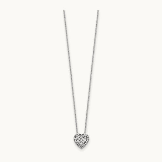 Diamond-cut Heart Slide Necklace, 14K White Gold