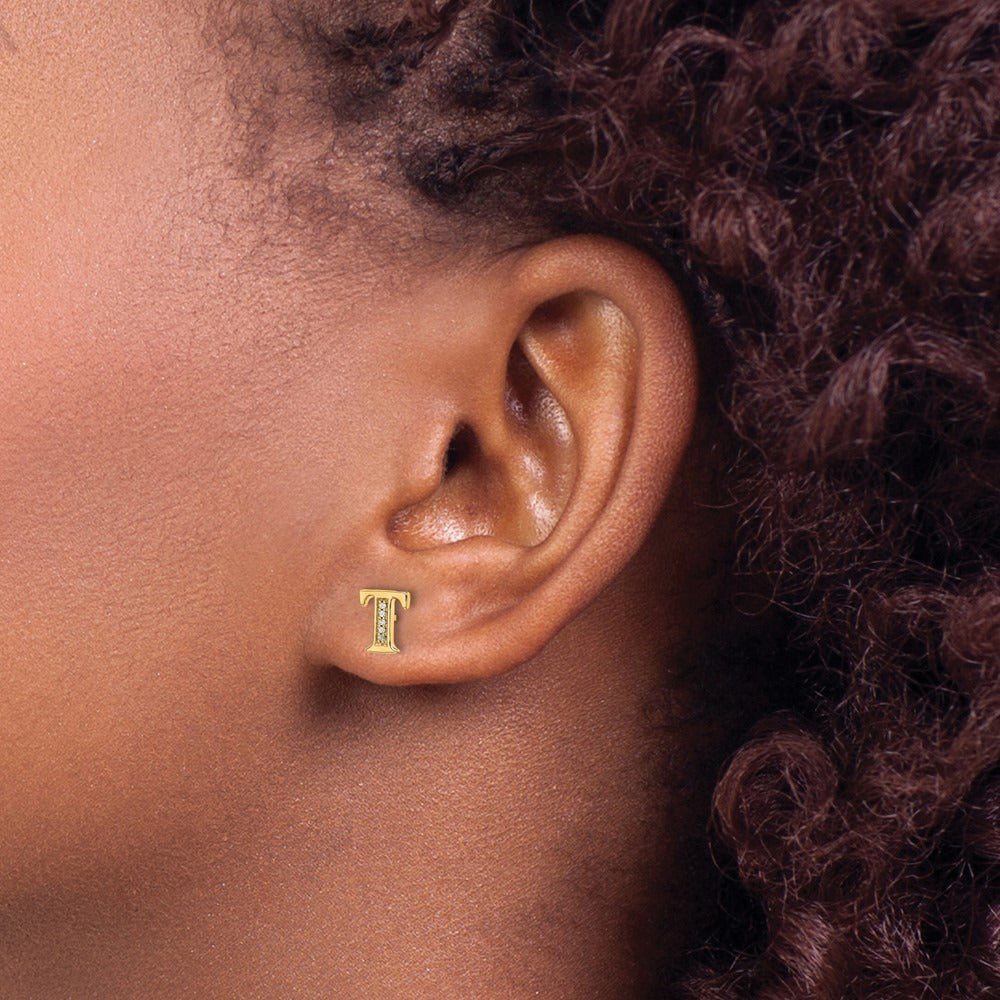 Diamond Earrings — 14K Yellow Gold, 8mm, T