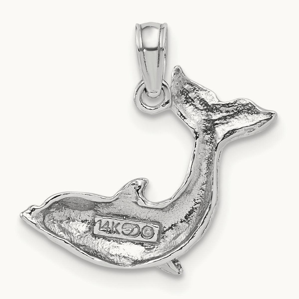 Jumping Dolphin Charm — 14K White Gold