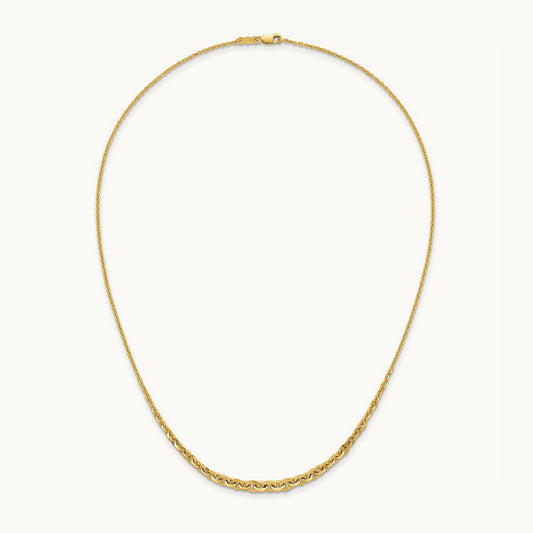 Polished Fancy Graduated 18 inch Link Necklace, 14K