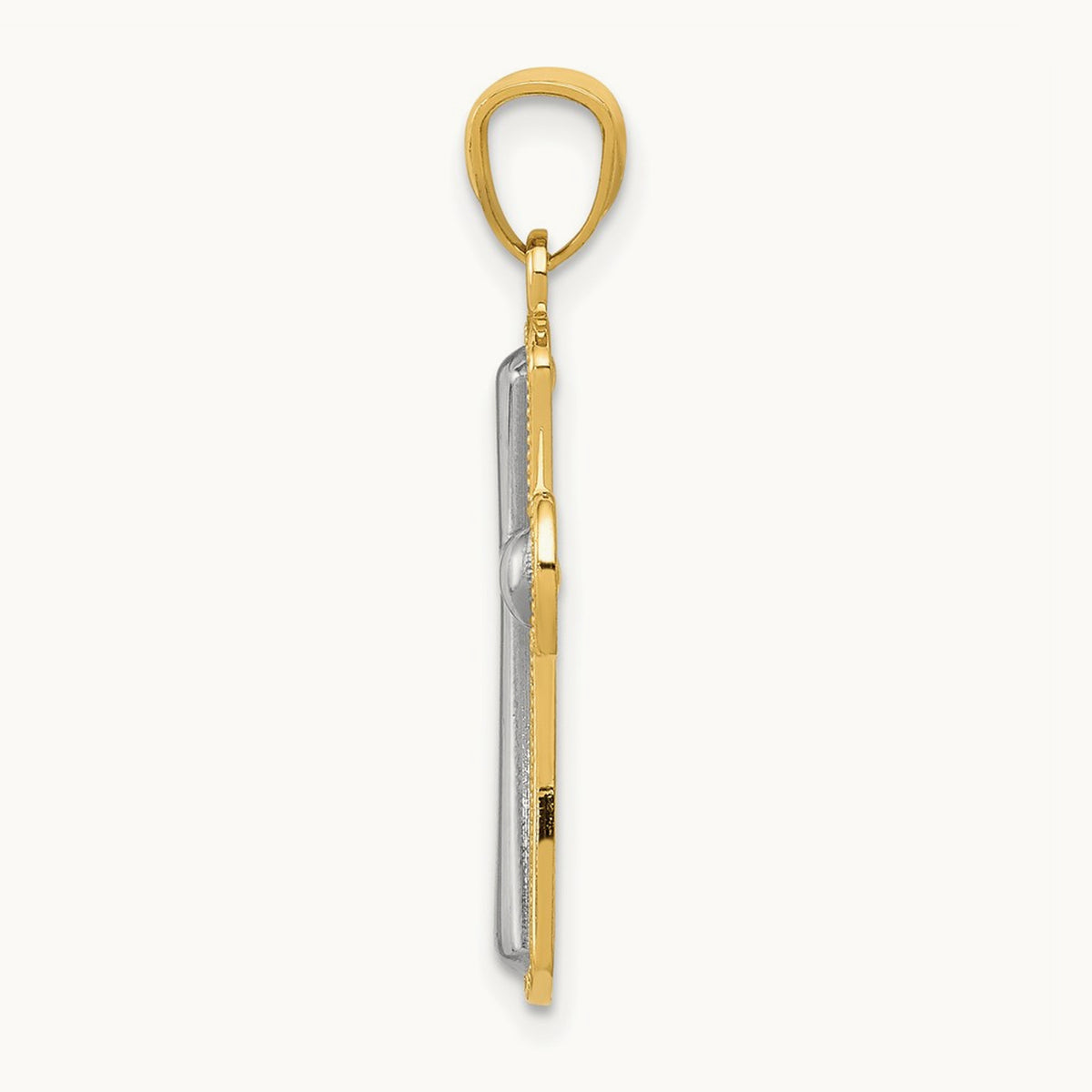 Rhodium Polished Cross Pendant, 14K