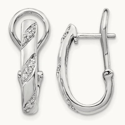 Diamond Omega Back Earrings, 14K White Gold