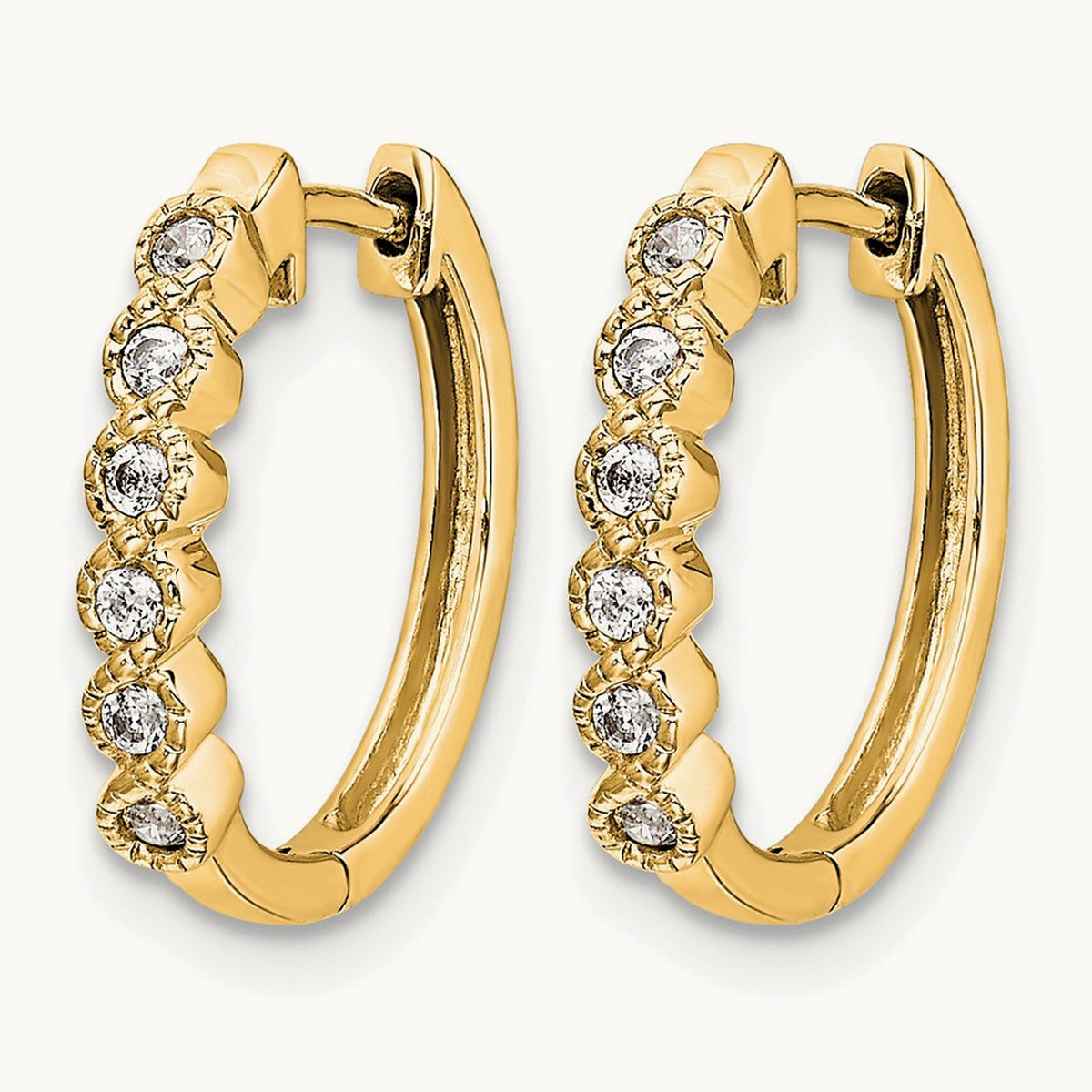 Diamond Hinged Hoop Earrings — 14K Yellow Gold