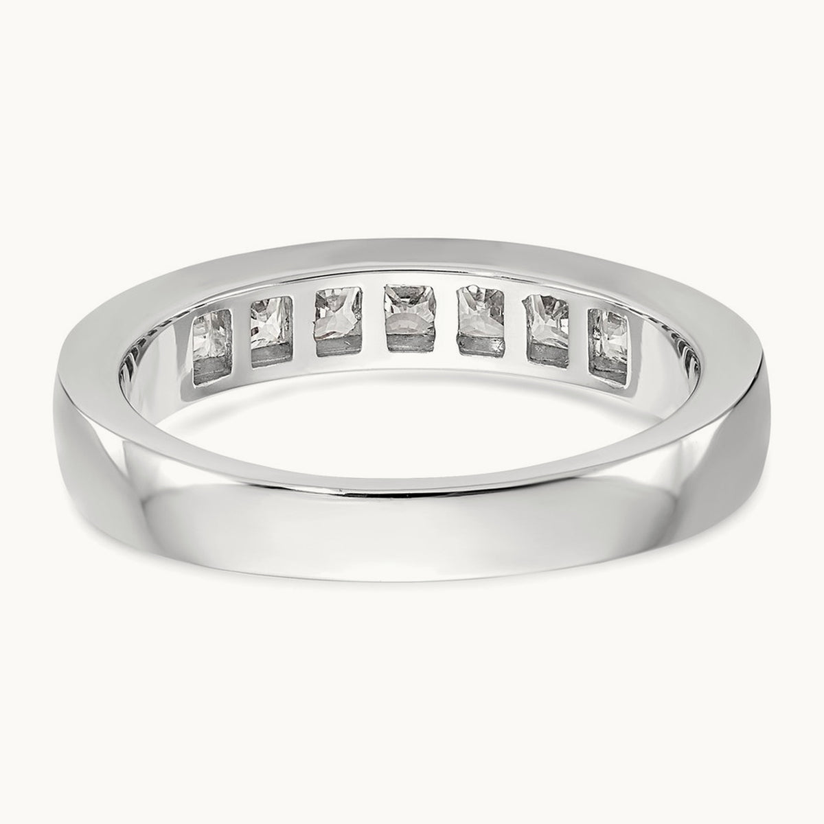 7-Stone Diamond Channel Band, 14K White Gold