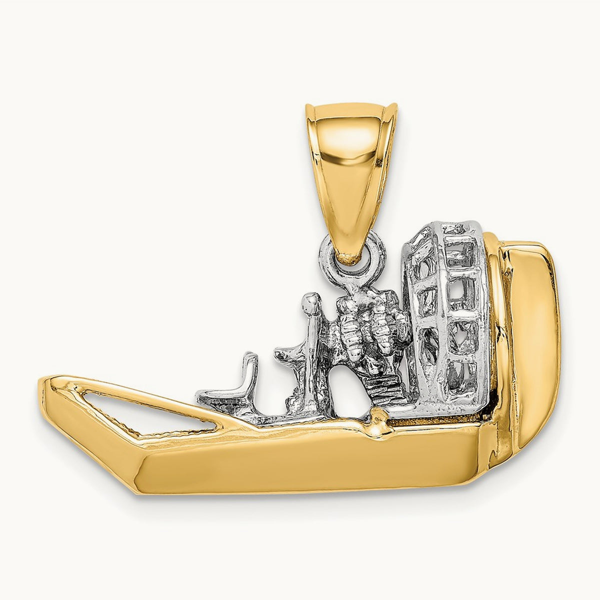 3-D Airboat Charm, 14K Two-tone