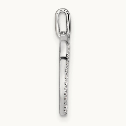 Polished Diamond Heart Dangle Cross Pendant, 14K White Gold