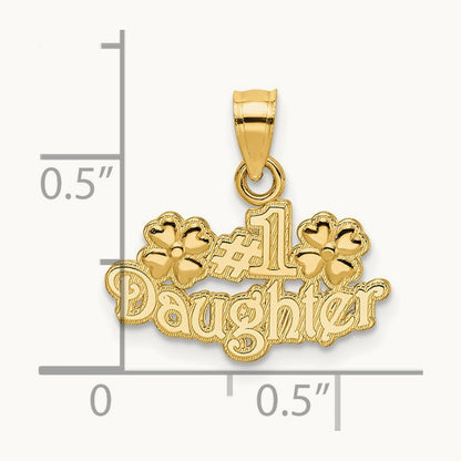 #1 DAUGHTER with Flowers Charm, 14K