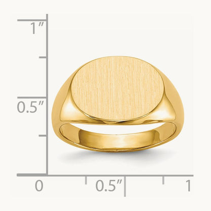 16.0x12. Closed Back Mens Signet Ring, 0mm, 14K