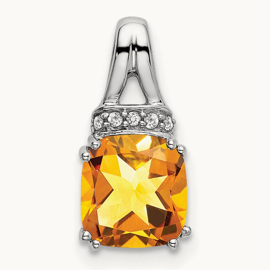 Cushion Citrine and Diamond Pendant — photo set