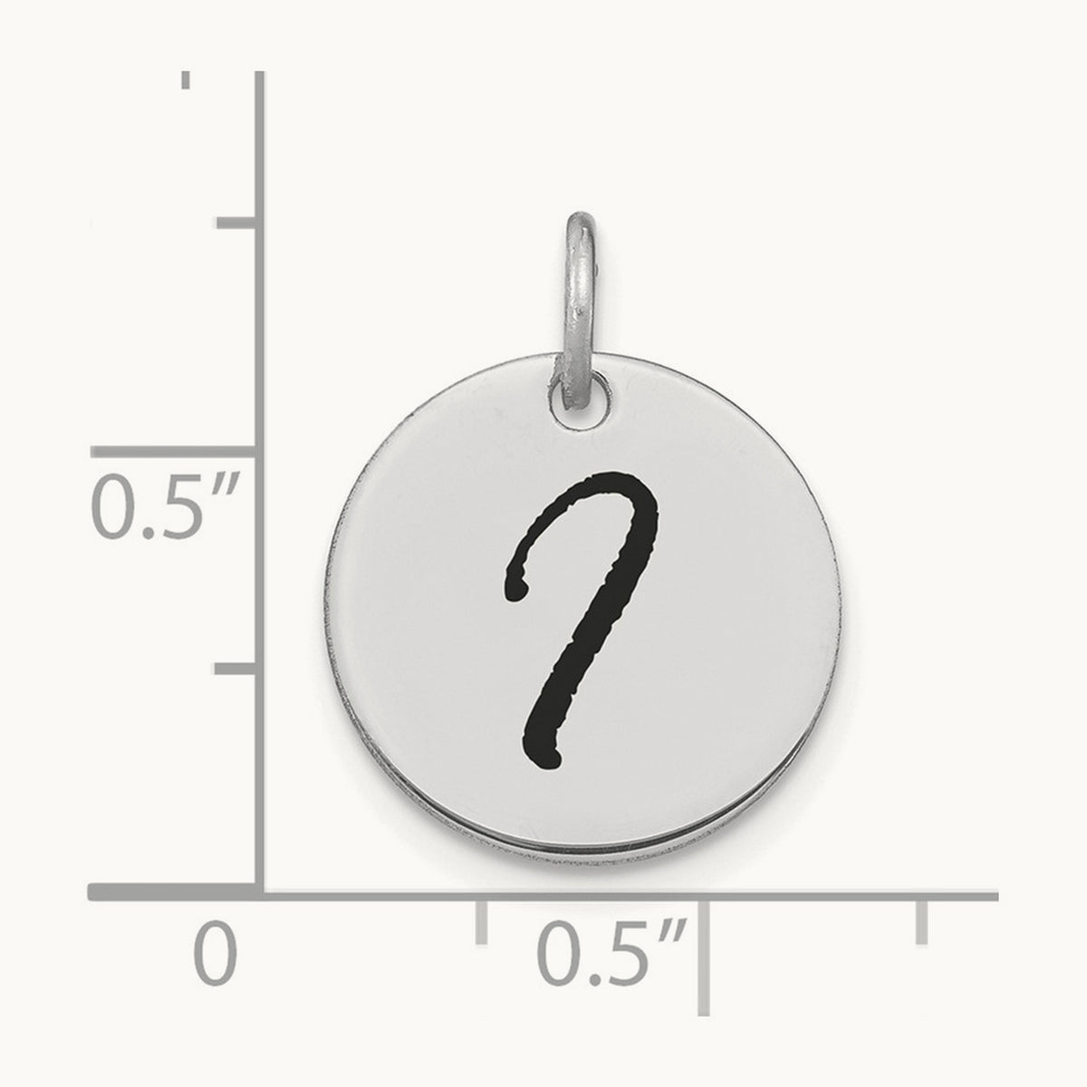 Polished Black Enamel Initial Disk Charm — 14K White Gold, I