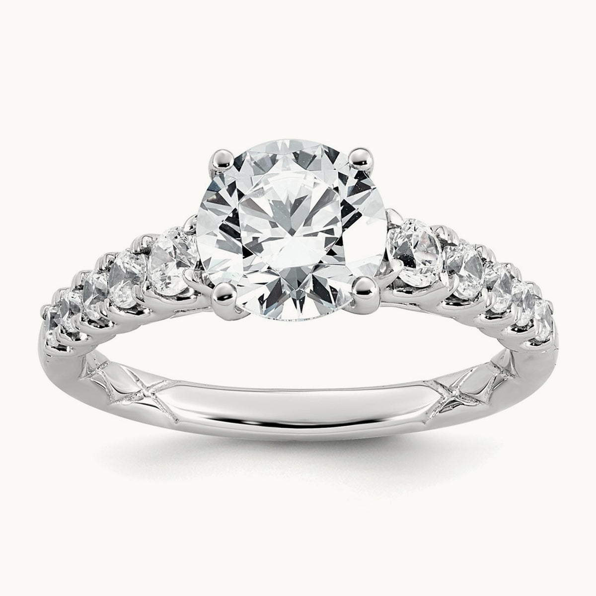 2 Round Engagement Ring, 2.00 ct tw Lab-Grown Diamond — 14K White Gold