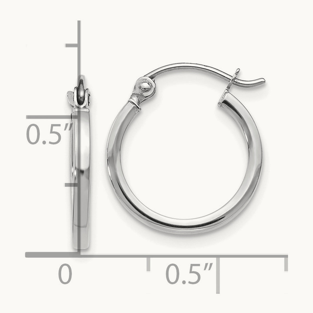 Polished Hoop Earrings, 14K White Gold — Leslie's