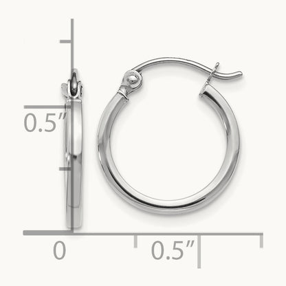 Polished Hoop Earrings, 14K White Gold — Leslie's