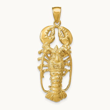 3D Lobster Pendant, 14K