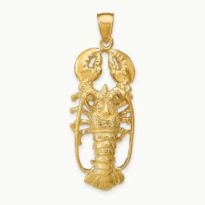 3D Lobster Pendant, 14K