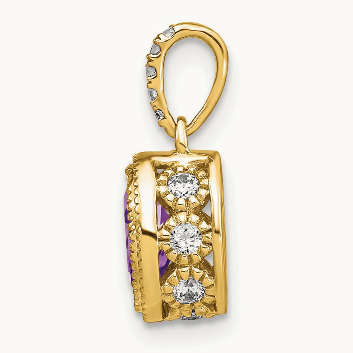 Oval Amethyst and Diamond Pendant — photo set