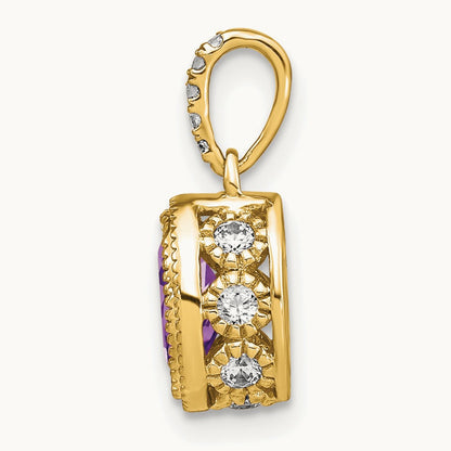 Oval Amethyst and Diamond Pendant — photo set