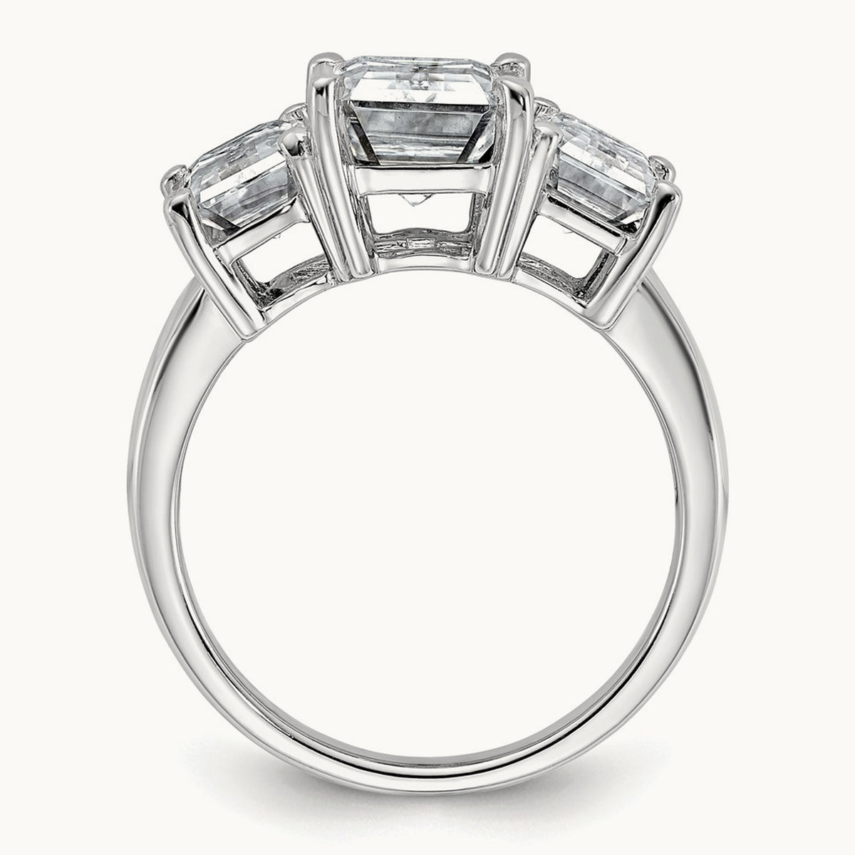 Emerald 3 Stone Engagement Ring, 1.50-4.25 ct tw Lab-Grown Diamond — 2 1/2 ct, 14K White Gold