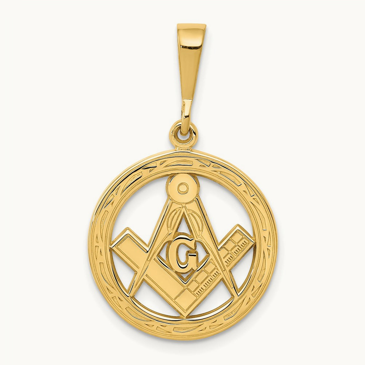 Polished and Textured Masonic Symbol Pendant, 14K