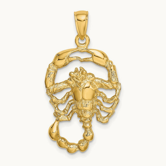 Large Scorpio Zodiac Charm, 14K