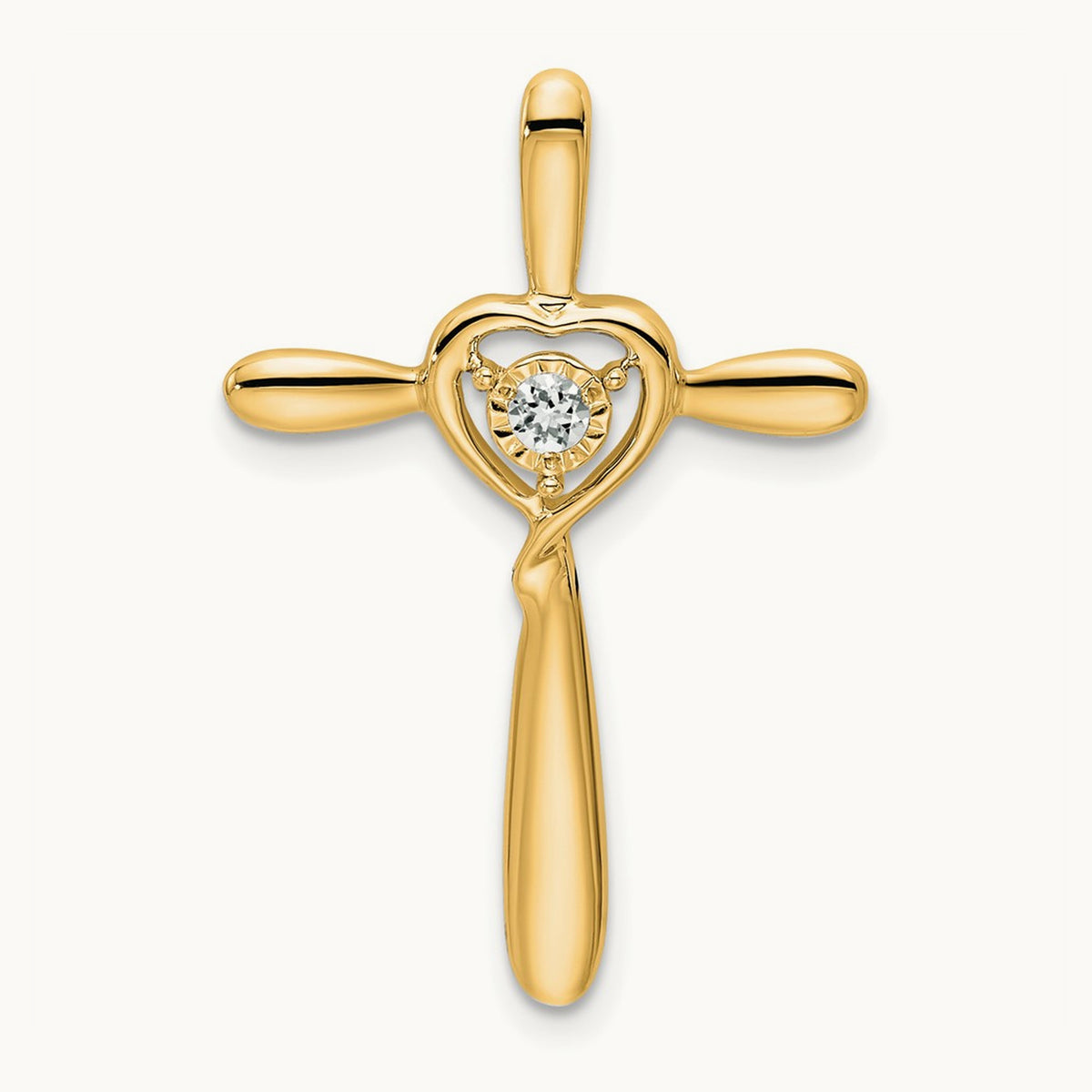 Topaz Cross w/Heart Chain Slide, 14K White