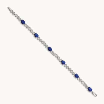 Diamond and Sapphire Infinity Bracelet — 14K White Gold