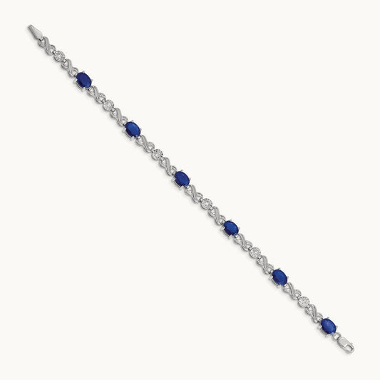 Diamond and Sapphire Infinity Bracelet — 14K White Gold