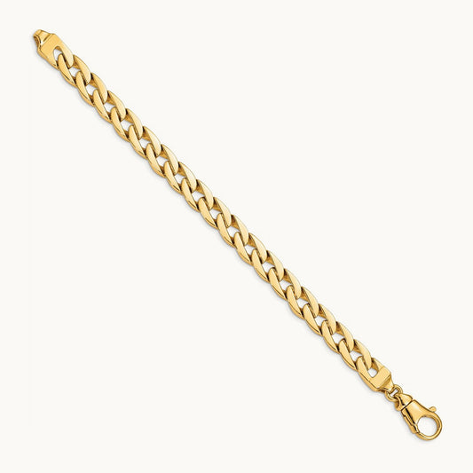 Hand Polished Fancy Link Bracelet, 9mm, 14K