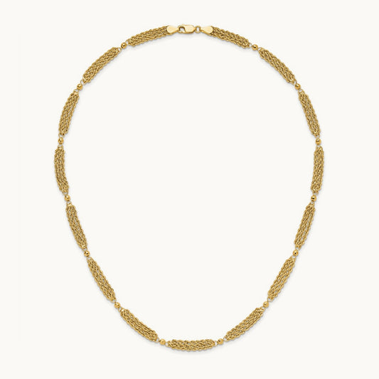 Polished and D/C Multi-Strand and Beaded 18.25in Necklace, 14K