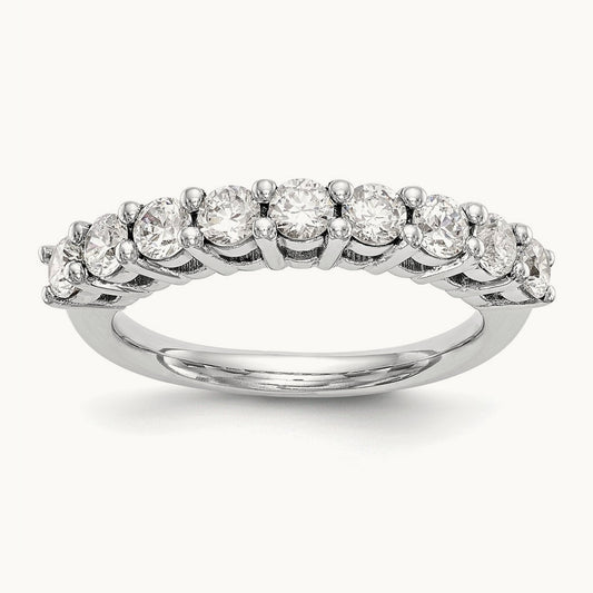 9-Stone Diamond Band, 14K White Gold
