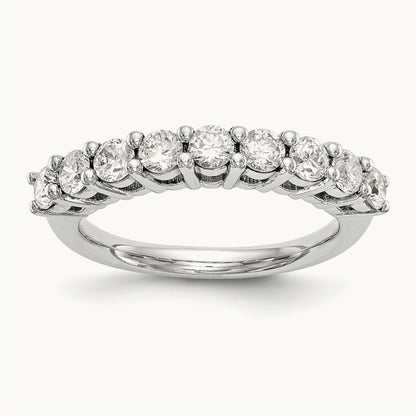 9-Stone Diamond Band, 14K White Gold