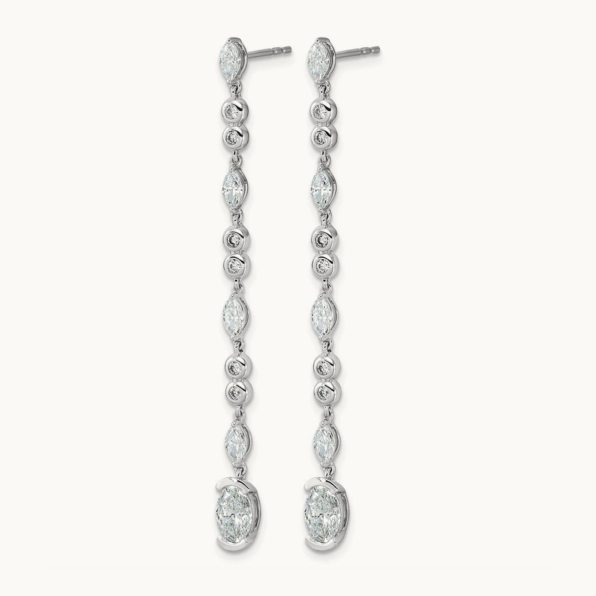 Post Oval/Round Drop Earrings, 2.00-3.50 ct tw Lab-Grown Diamond