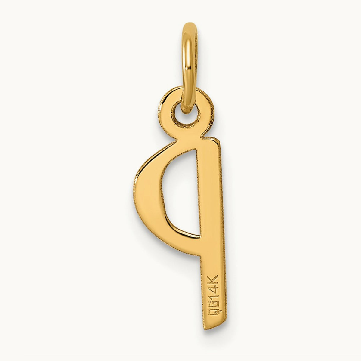 Slanted Block Initial Charm — 14K Yellow Gold, P