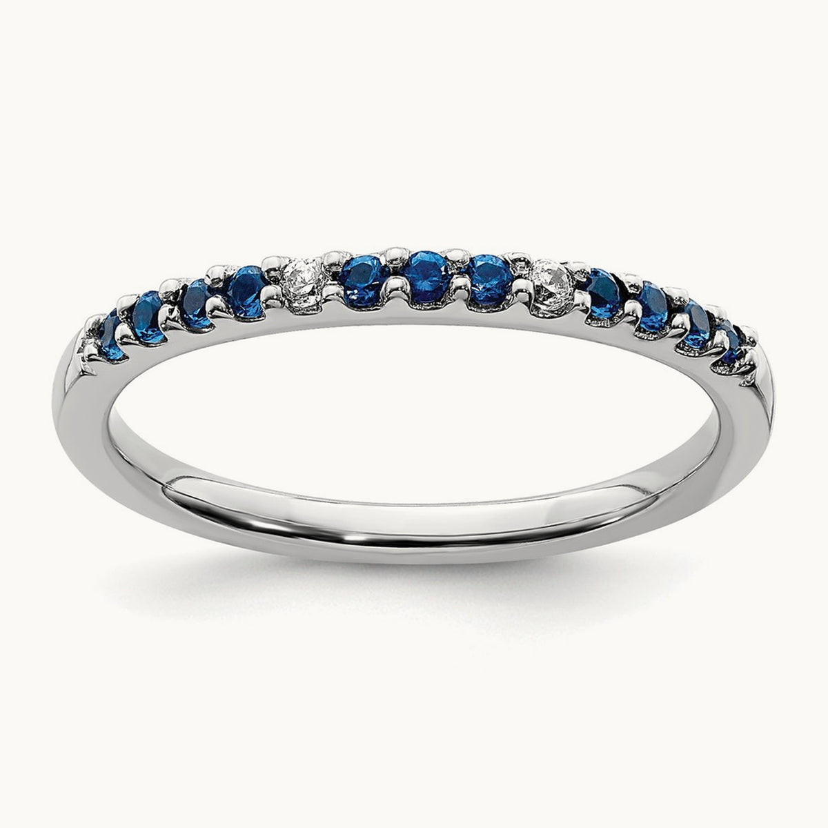 Diamond and Sapphire Band, 14K White Gold