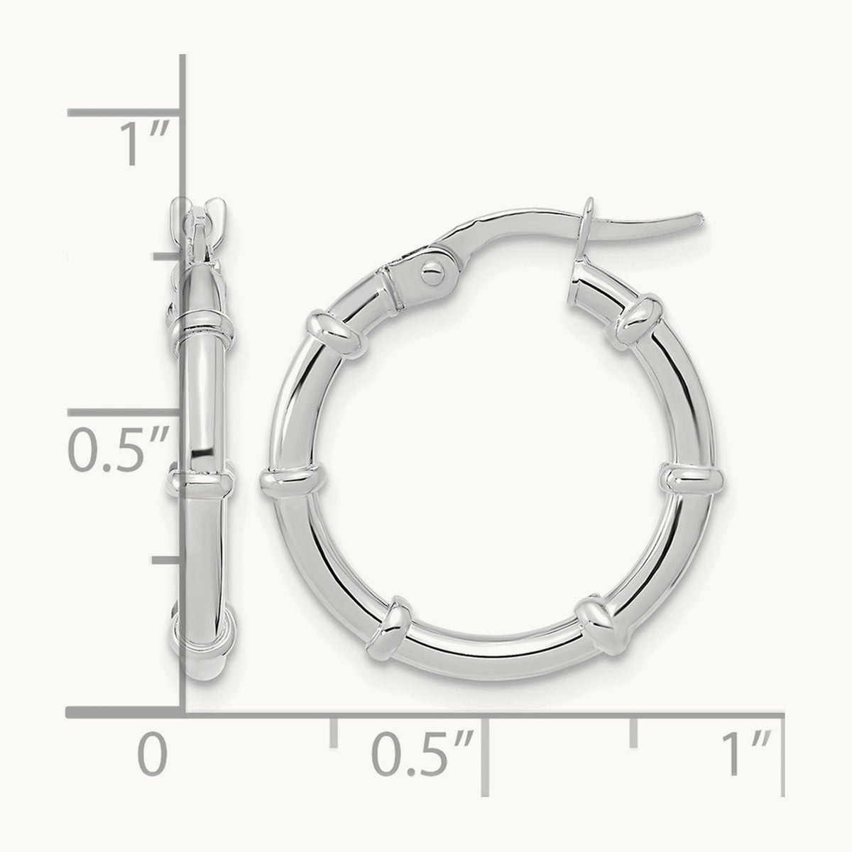 Polished Fancy Hoop Earrings — 14K White Gold, 20mm