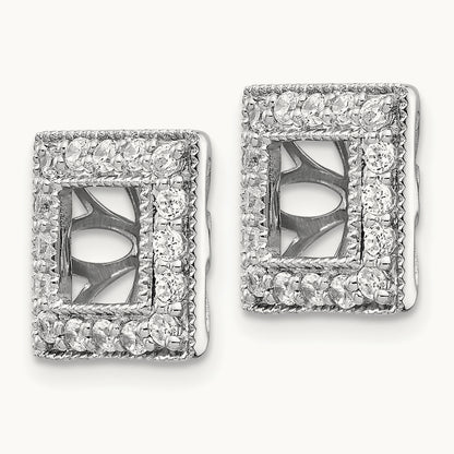Diamond Square Jacket Earrings — 10mm