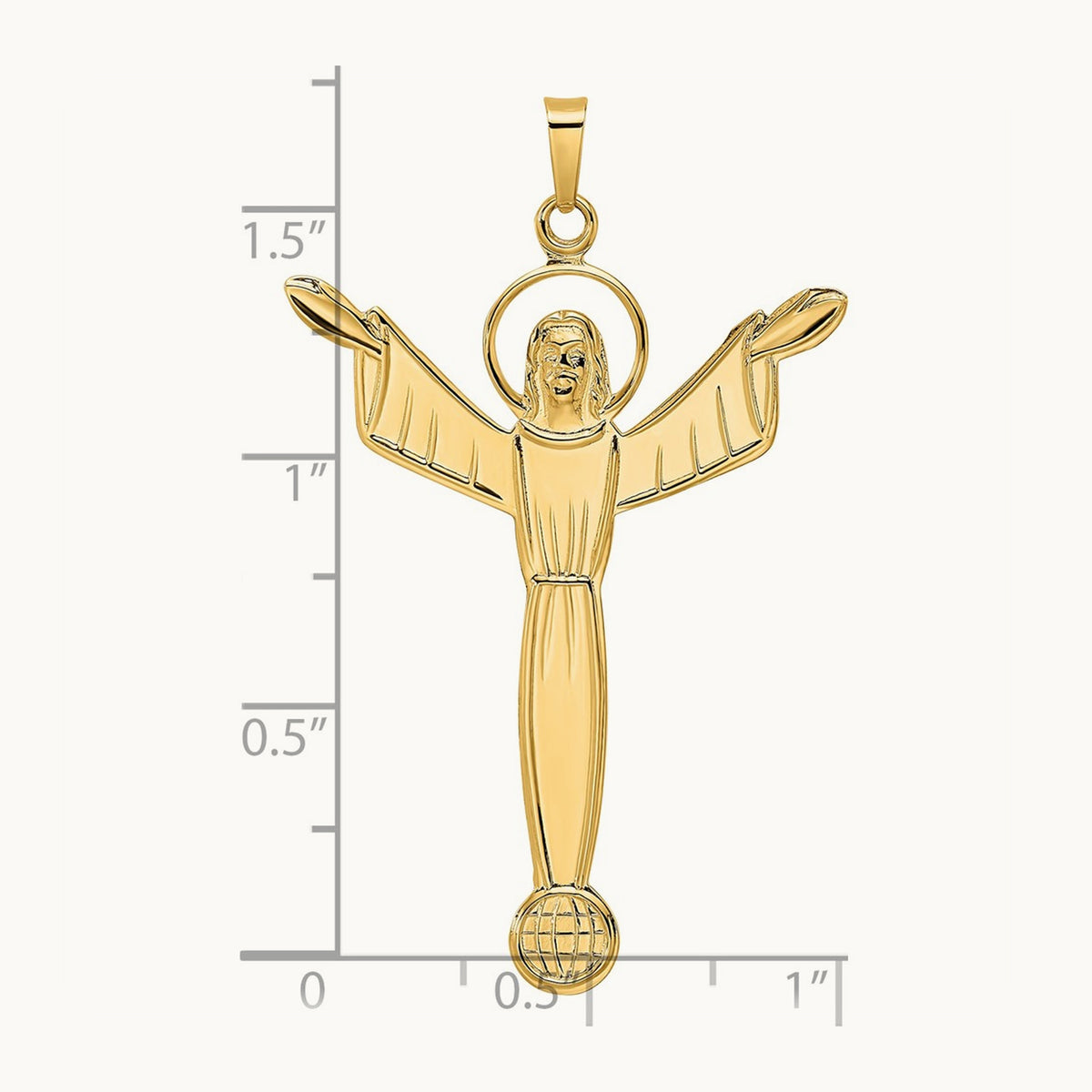 Polished Solid Risen Christ Pendant — 41mm