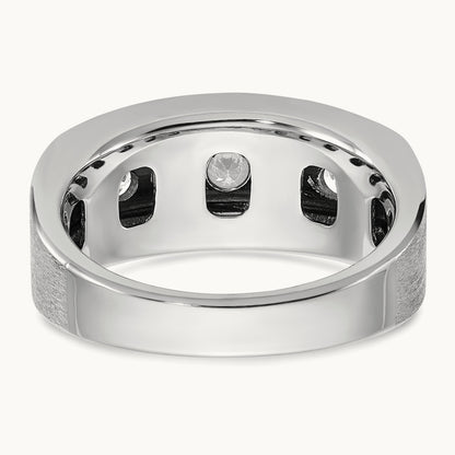 IBGoodman Men's Polished & Satin 5-Stone Diamond Ring, 14K White Gold