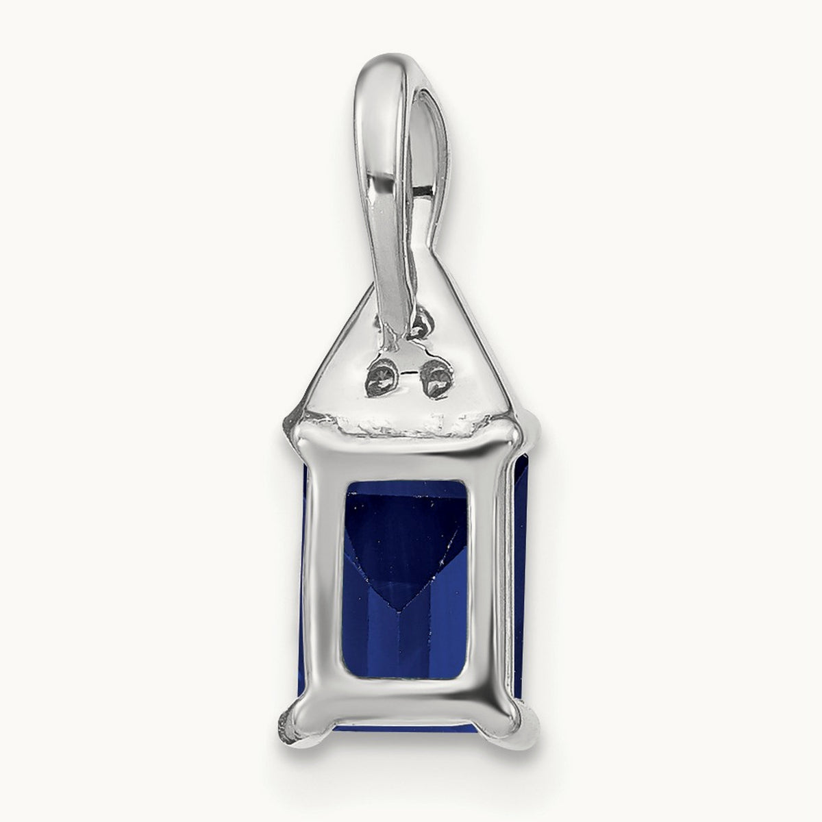 Emerald-shape Sapphire and Diamond Pendant, 14K White Gold