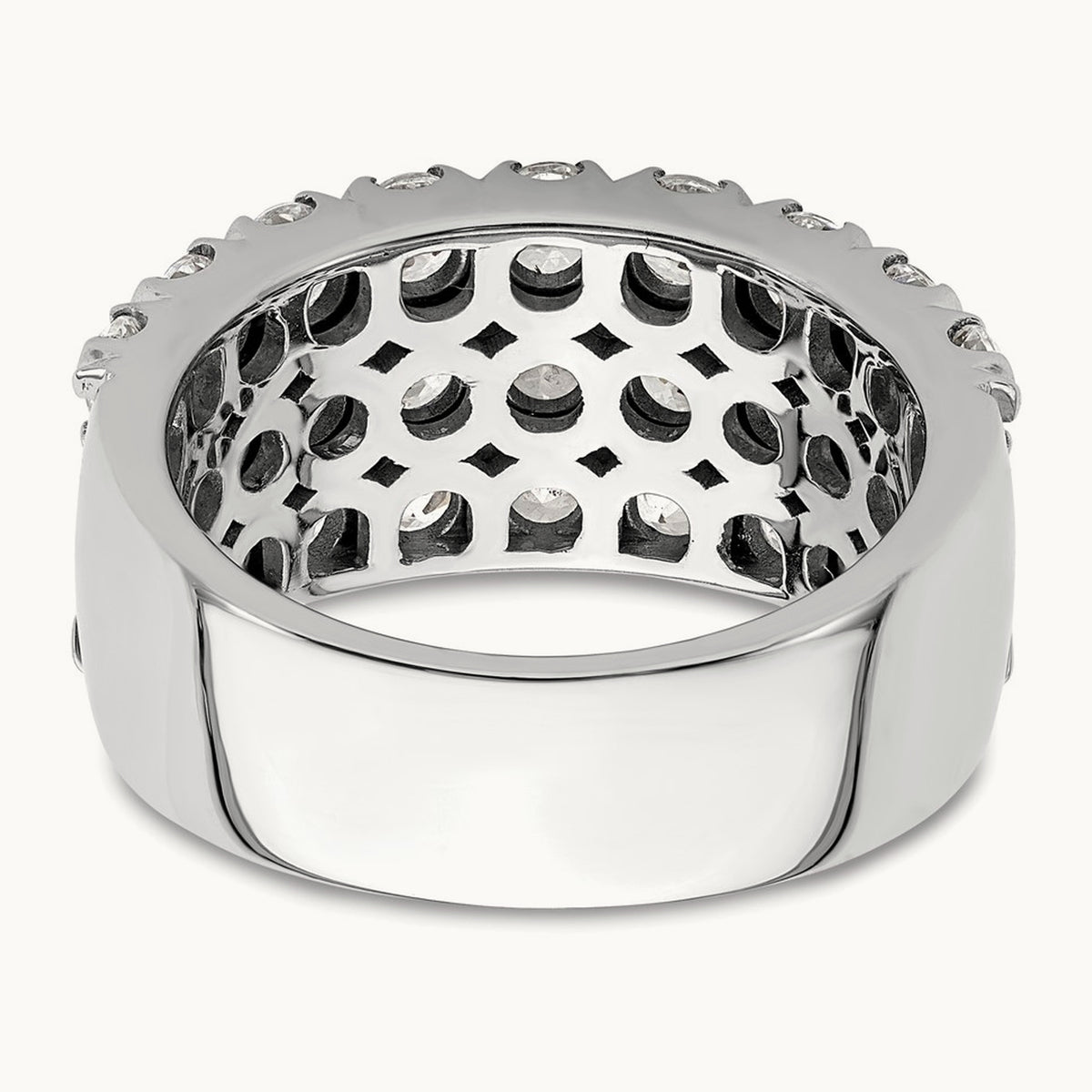 Triple Row Band, 1.50-3.00 ct tw Lab-Grown Diamond — 3 ct, 14K White Gold