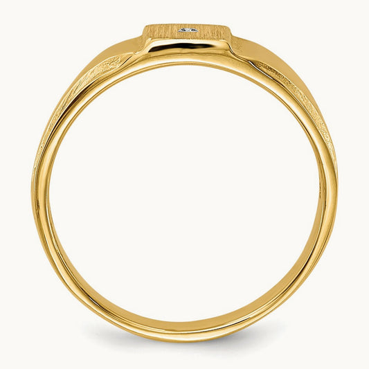 Child's AA Diamond Closed Back Signet Ring, 14K