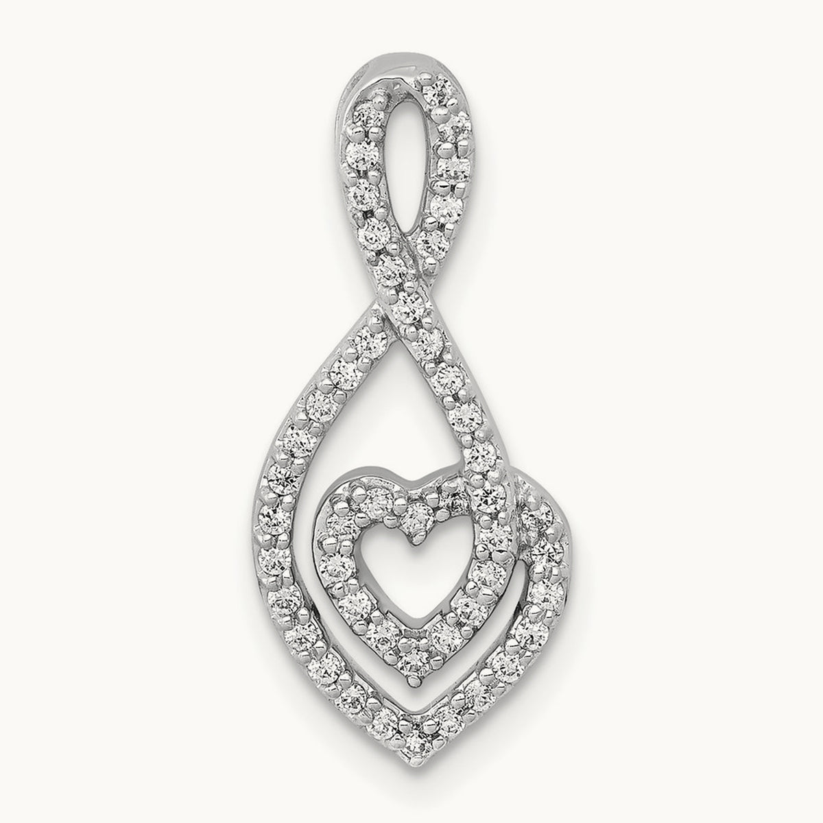 1/4ct. Diamond Fancy Heart Infinity Chain Slide, 14K White Gold