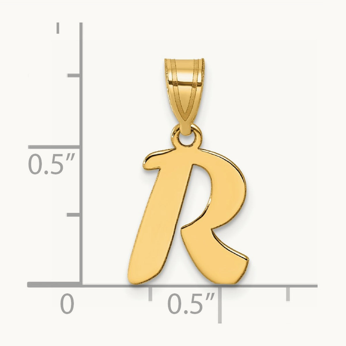 Polished Script Initial Pendant — 14K Yellow Gold, R