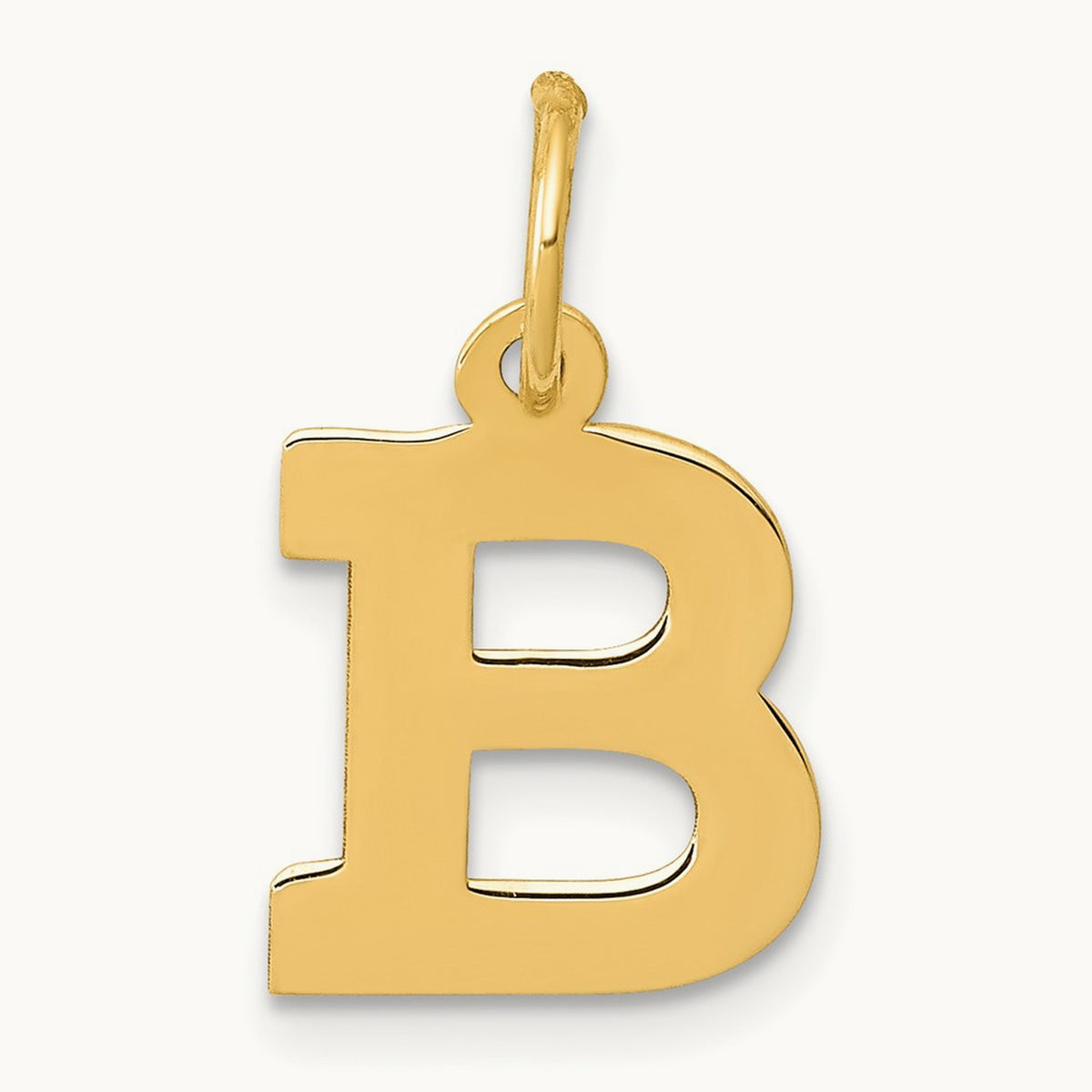 Small Block Initial Charm — 14K Yellow Gold, B