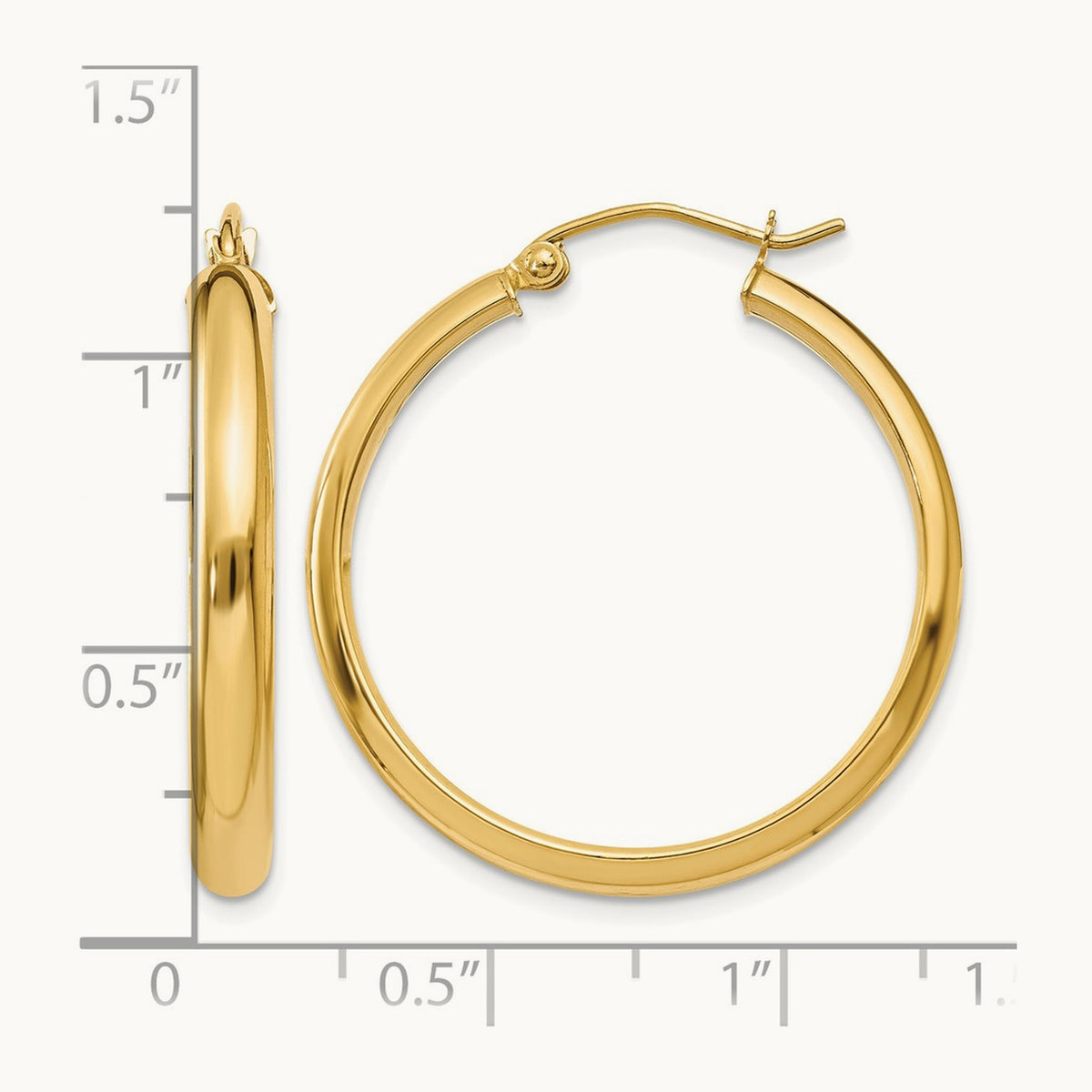 Round Tube Hoop Earrings — 14K Yellow Gold, 26mm