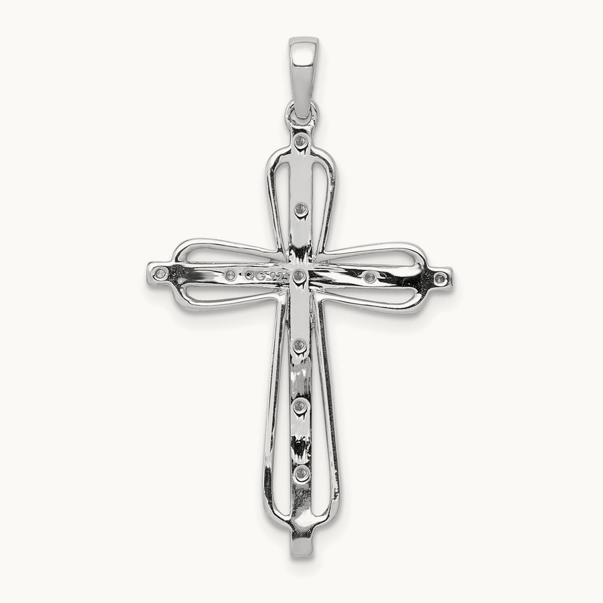 & Rhodium .06ct. Diamond Cross Pendant, 14K